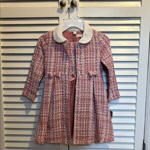 Nannette Pink and White Tweed Pea Coat and matching dress.